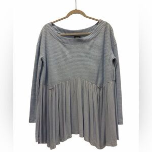 NWT Daytrip by Buckle Waffle Knit Thermal Babydoll Top – Cashmere Blue – Small